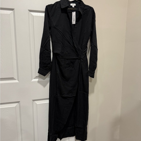 TEREA Women's Raina Draped Crossover Maxi Dress Sz M - Picture 3 of 8